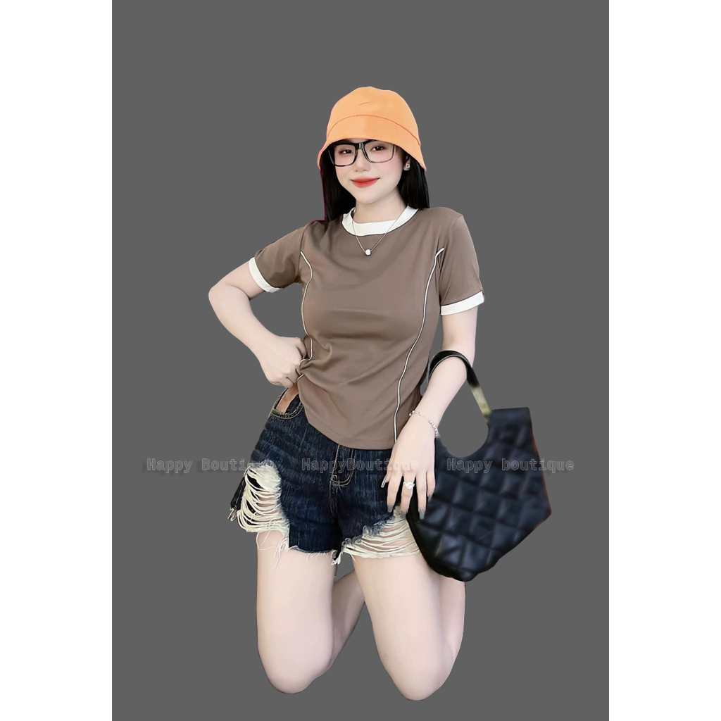 Áo Thun Dáng Ôm Nữ [Mã B71], Basic Hông Chiết Eo Form Tôn Dáng Cotton [Trơn Viền Ôm]