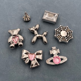 Charm dép crocs Kim Loại màu bạc sang trọng lấp lánh