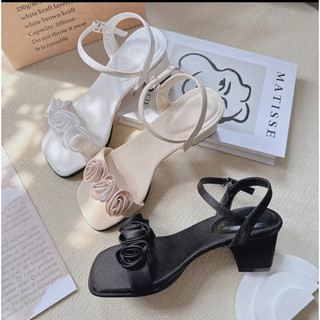 GIÀY SANDAL HOA LỤA GÓT VUÔNG 5 PHÂN