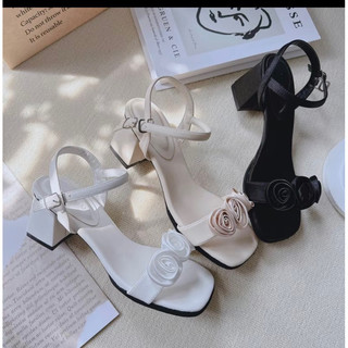 GIÀY SANDAL HOA LỤA GÓT VUÔNG 5 PHÂN