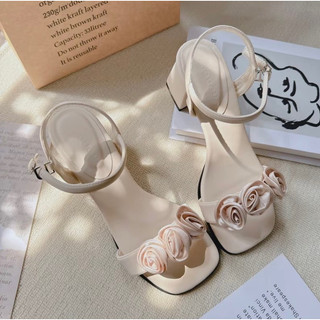 GIÀY SANDAL HOA LỤA GÓT VUÔNG 5 PHÂN