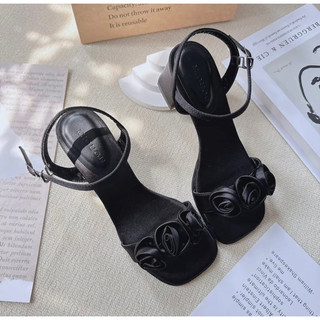 GIÀY SANDAL HOA LỤA GÓT VUÔNG 5 PHÂN