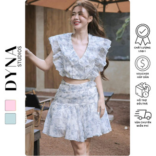 Set áo tơ cánh tiên nhún béo croptop 𝐀𝐒𝐇𝐘𝐋𝐄𝐘 kèm chân váy đuôi cá ngắn xoè