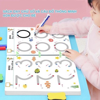 Đồ chơi tập viết thông minh xóa được 64 trang bìa cứng TẶNG 6 BÚT cho bé học tập,rèn luyện phát triển trí tuệ