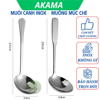 Muôi múc canh, vá chan canh, môi chè cán quạt, inox không gỉ cán dày sáng bóng