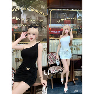 Đầm Váy Body Dáng Ngắn Lệch Vai Kèm Tag Vàng Đi Tiệc , Sinh Nhật Cực Sang Chảnh