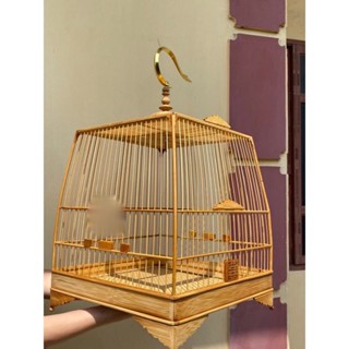 Lồng chim chào mào tự ráp Khung lồng chào mào bo góc trụ tròn chân và cửa lá đề chất liệu tre già tặng kèm đủ phụ kiện