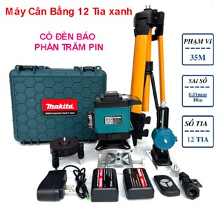 Máy Bắn Cốt 12 Tia Xanh Máy Cân Bằng Laser Ma kita Điều Khiển Từ Xa, 2 Pin Sạc, Tặng Kèm Chân Trụ 1m2