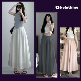 Quần đũi ống rộng dáng dài giả váy, chân váy midi dáng xoè lụa vân mây 1 lớp