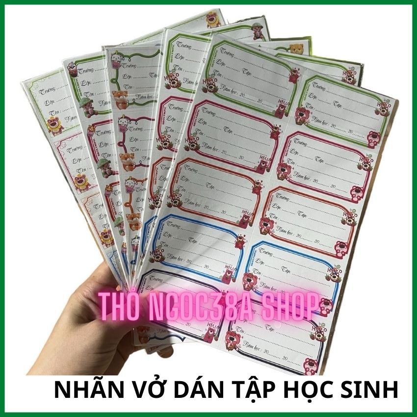 Combo 50 Cái Nhãn Vở Dán Tập Xinh Xắn (1 Xấp 50 Miếng)