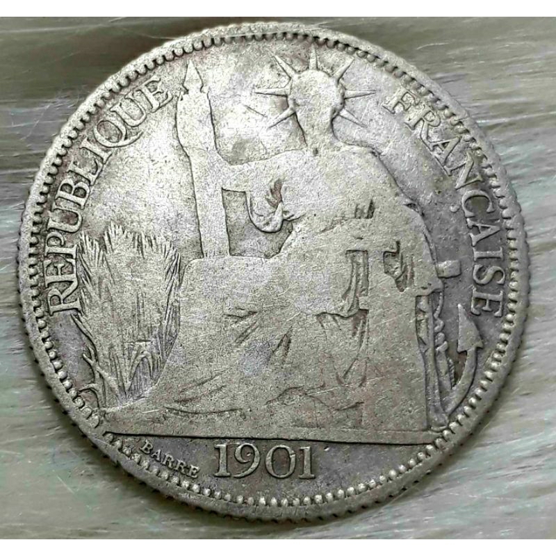 Xu bạc INDOCHINE 20 Cent 1901 Hiếm gặp. BẠC HOA XÒE Sưu Tầm