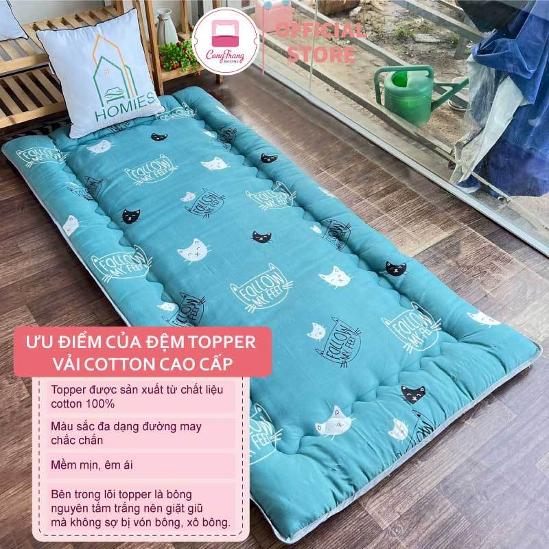Topper nệm bông xuất Nhật HOMIES cao cấp , Đệm Topper ngủ trưa văn phòng, Tấm làm mềm đệm cotton mềm mại (Đủ Kích Thước) | BigBuy360 - bigbuy360.vn