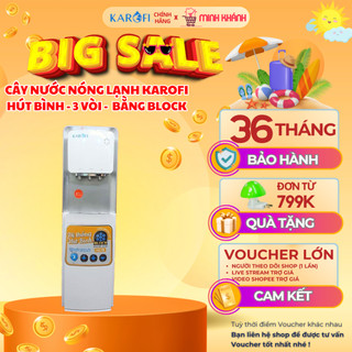 Cây nước nóng lạnh hút bình Karofi HC 19 - Làm lạnh, nóng bằng lốc, 3 vòi, sang trọng, tiện lợi.
