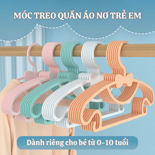 Combo 40 móc quần áo trẻ em thiết kế hình nơ dễ thương , Móc phơi đồ trẻ sơ sinh chất liệu nhựa PP an toàn cho bé