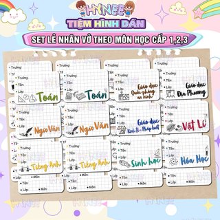 Nhãn vở môn học, nhãn tên môn học chương trình mới - sticker môn học cấp 1, cấp 2, cấp 3 tiện lợi - hynee