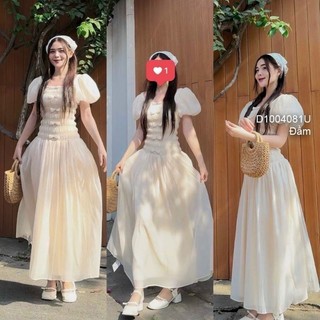 ĐẦM BIGSIZE ĐÍNH NƠ NHÚN TAY PHỒNG (L-2XL)