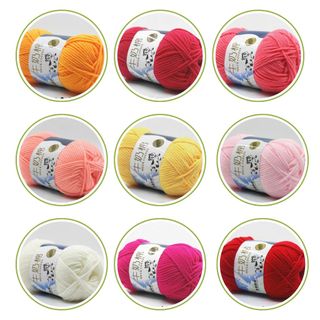Cuộn 50g len milk bò mềm mịn dùng đan móc đồ em bé, thú bông len handmade