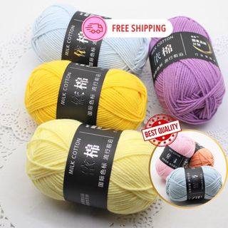 Cuộn 50g Len milk cotton mác đen thông dụng, nguyên liệu đan móc handmade, móc thú bông len, hoa len