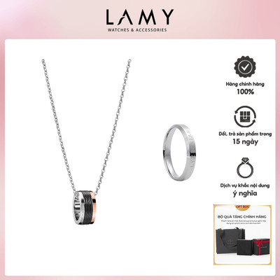 Bộ quà tặng trang sức gồm Dây chuyền và nhẫn Lyz and Liam Classic Silver