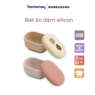 Chén ăn dặm BLW silicon bạch kim cao cấp có nắp cho bé Dono Mamazone Hàn Quốc có đế chống trượt