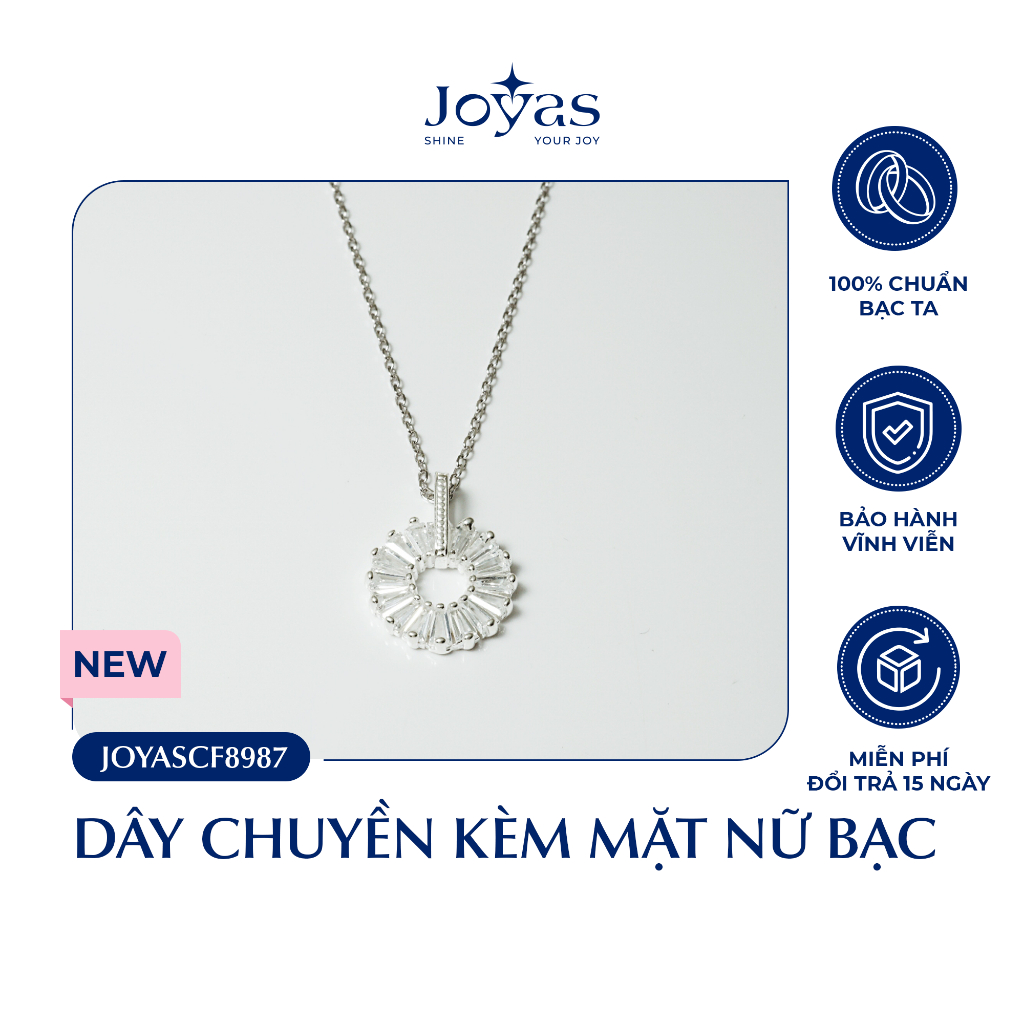 Dây chuyền bạc nữ Joyas - Dây chuyền nữ bạc mặt tròn đính đá - JOYASCF8987