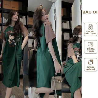 Đầm váy bầu thun cotton chất mềm mát dáng suông basic trẻ trung v878 - váy cộc tay mùa hè xinh freesize