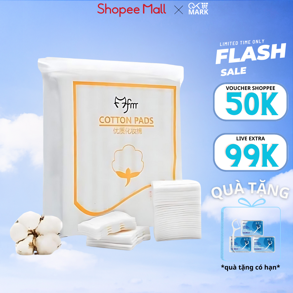 [ COMBO 3 GÓI ]  Bông Tẩy Trang Cotton 222 Miếng Didooglt - Bông vệ sinh da mặt mềm mịn an toàn tiện