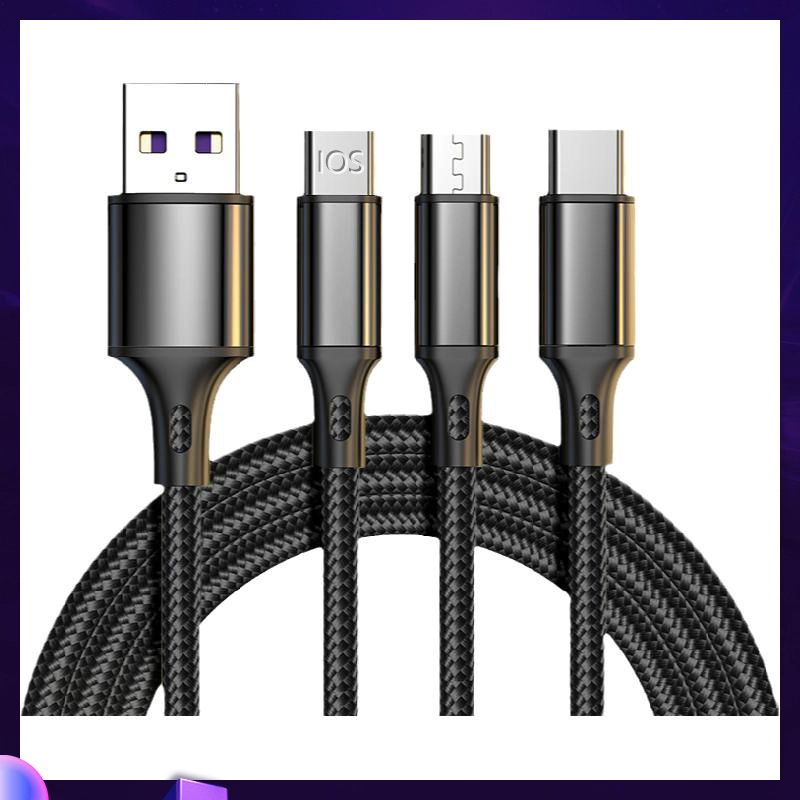 3 in 1 USB Charging Cable Fast Charger cord Type C/Android Micro Multiple USB Phone Cable