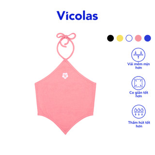 Áo croptop cổ yếm nữ vicolas cột dây chất contton thun gân - vico3 yếm croptop