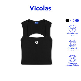 Áo croptop nữ khoét lưng Vicolas cổ vuông thun gẫn co giãn - VICO10