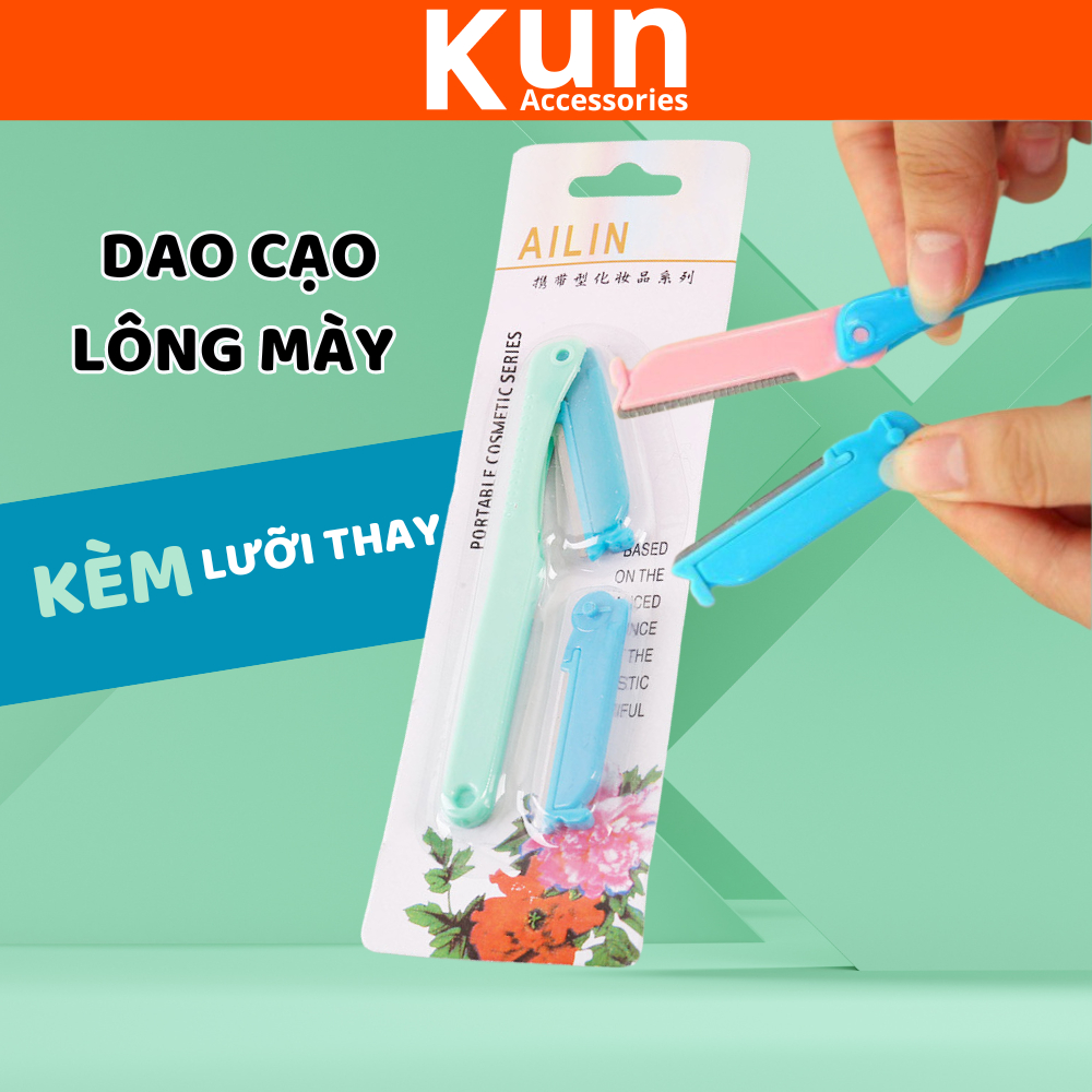 Dao cạo lông mày AILIN, tỉa chân mày đẹp tặng lưỡi thay thế HALOMI