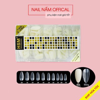 Móng úp nhọn ngắn nhám HSM chính hãng nhà máy, chuẩn phom, size từ 0-9 ( tem vàng đen)