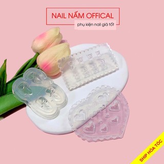 Khuôn nail silicon, khuôn đá silicon hình gấu, trái tim