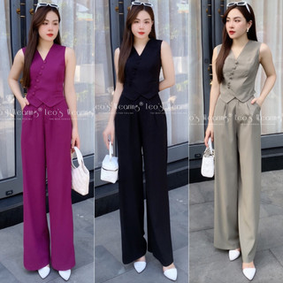 C792 LEOSWEARING quần dài ống rộng mix áo sát nách