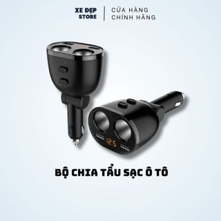 Bộ chia tẩu sạc ô tô charger không dây – chia 2 cổng tẩu, 2 cổng usb cao cấp trên ô tô