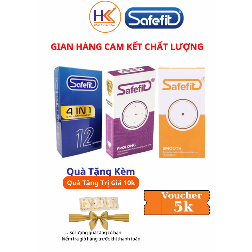 Bộ 3 hộp bao cao su Safefit 4in1 - Prolong - Untra thin - mỗi hộp 12 chiếc
