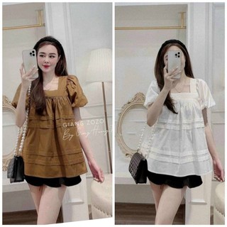 Áo bầu thiết kế cổ vuông trẻ trung