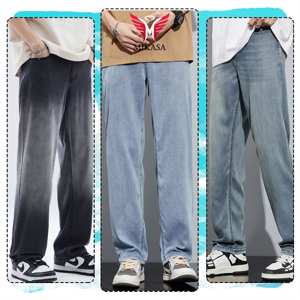 Quần jean baggy nam Xanh RETRO ống rộng xuông cạp cao Quần bò nam dáng suông xu hướng LUCY MALL đẹp