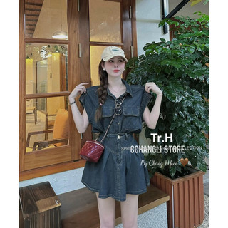 Set Váy Bò Tay Hến Chân Váy Xếp Ly [HÀNG SẴN]