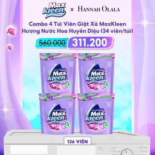 Combo 4 túi viên giặt xả maxkleen hương nước hoa huyền diệu