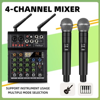 Bộ Trộn Âm Thanh Chuyên Nghiệp Karaoke Ouileyr BA-4, Mixer Âm Thanh Bluetooth Giao Diện Usb