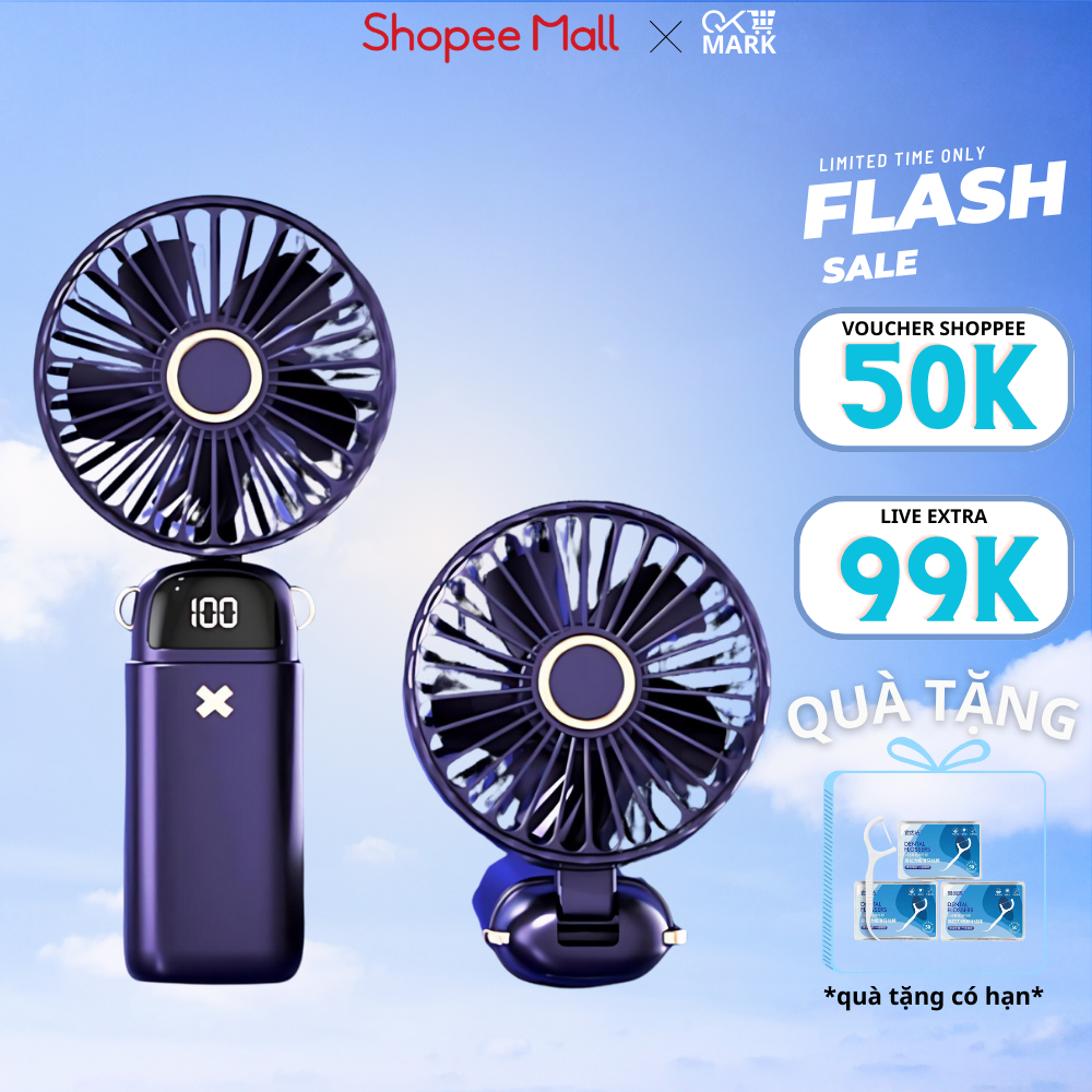 ( Loại 1)  Quạt cầm tay mini gấp gọn 5 cấp độ, sạc pin tiện dụng, nhỏ gọn, dễ mang đi | BigBuy360 - bigbuy360.vn