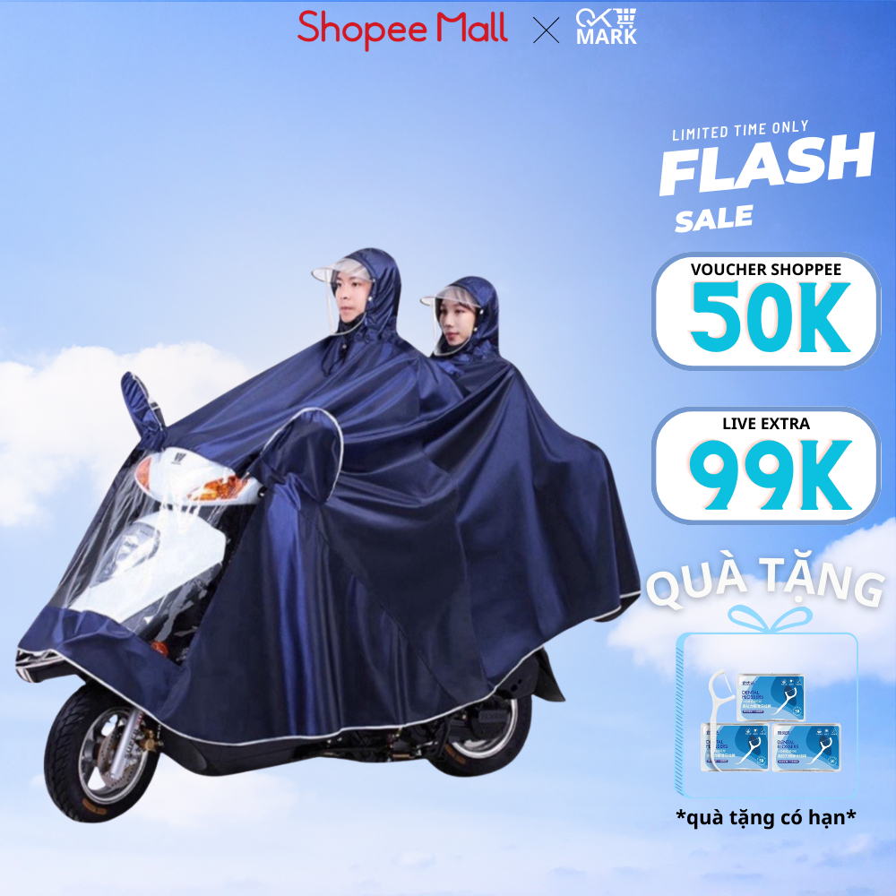 Áo mưa đi xe máy DIDOOGLT - Áo Mưa Choàng Có Phản Quang Chất Liệu Dày Dặn Chống Thấm Nước