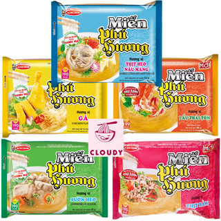 Thùng 24 gói miến Phú Hương hương vị Lẩu Thái tôm, Sườn heo, Thịt bằm, Gà, thịt heo nấu măng 60gr/gói