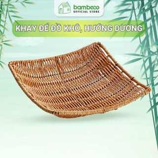 Khay nhựa giả mây chống trượt BAMBOOO ECO đựng đồ khô bánh kẹo hướng dương dùng trong nhà hàng