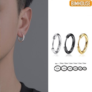 Khuyên tai nam BIMHOUSE, bông tai tròn titan thép không gỉ màu bạc đen vàng nhiều size (1 chiếc)