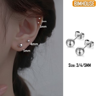 Cặp bông tai BIMHOUSE, khuyên tai nam nữ titan đầu tròn trơn bóng có chốt gài tiện lợi nhiều size lựa chọn (2 chiếc)