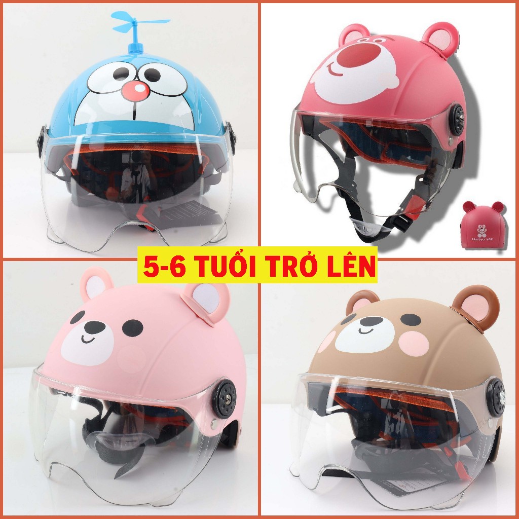 Mũ bảo hiểm Nón bảo hiểm trẻ em có kính hình cute ngộ nghĩnh thời trang đảm bảo an toàn cho bé - Lad