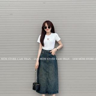 Chân váy jean mác da thêu túi sau [TẶNG ĐAI] #7561 [AN TÂY STORE68]