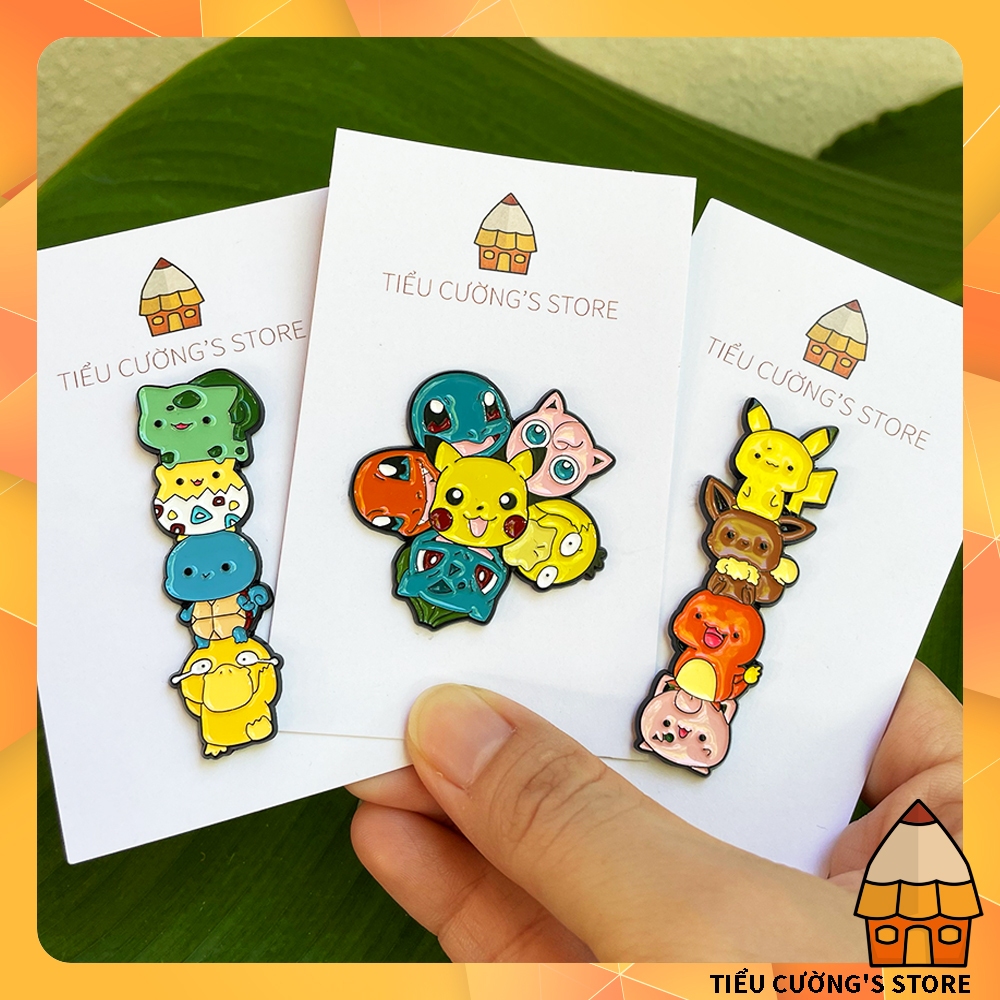 Ghim cài áo (Enamel pin), ba lô, túi tote mẫu Pokemon